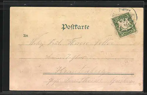 Lithographie Neu-Ulm a. D., Portal der Friedens-Kaserne, Totalansicht
