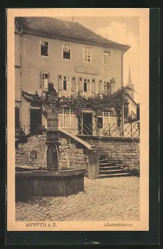 AK Wimpfen a. B., Fotografie des Löwenbrunnens