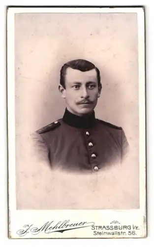 Fotografie J. Mehlbreuer, Strassburg i. E., Steinwallstr. 56, Portrait junger Soldat in Uniform Artillerie Rgt. 51