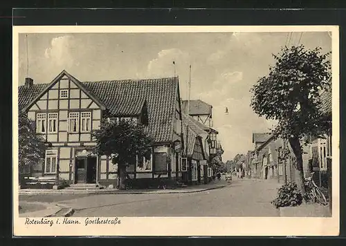 AK Rotenburg i. Hann, Goethestrasse mit Gasthaus und Geschäft