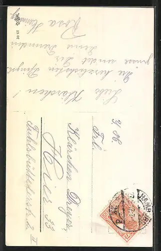 AK Zwei Maikäfer auf einem Zweig, Pfingstgruss