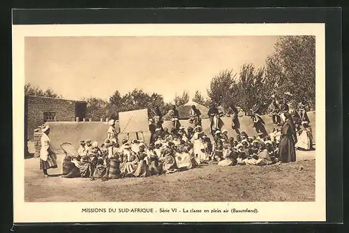 AK Südafrika, La classe en plein air, afrikanische Volkstypen