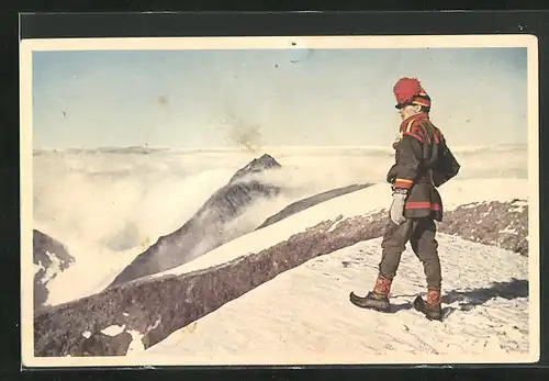 AK Andreas Labba pa Kebnekaise stortopp, Lappe auf einem Berggipfel