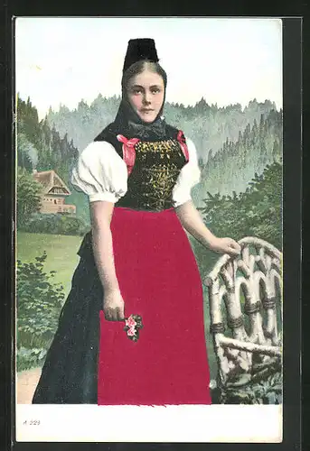 Präge-AK Junge Frau in bayerischer Tracht