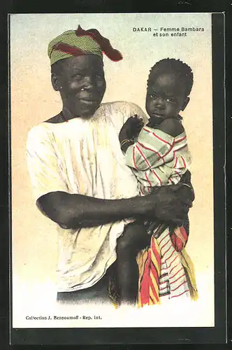 AK Dakar, Femme Bambara et son Enfant, afrikanische Volkstypen