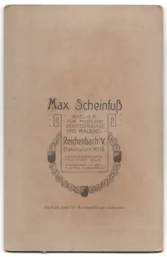Fotografie M. Scheinfuss, Reichenbach i. V., Bahnhofstr. 16, eleganter Herr mit Schnauzbart
