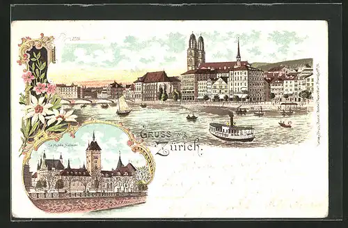 Lithographie Zürich, Le Musée National, Flusspartie