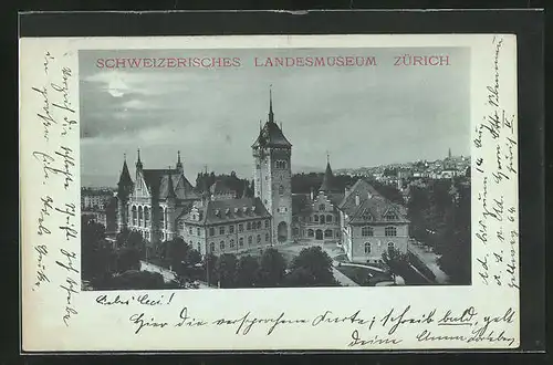 Mondschein-AK Zürich, Schweizerisches Landesmuseum