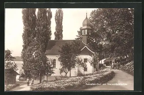 AK Kehrsiten-Dorf am Vierwaldstättersee, Ortspartie mit Kirche