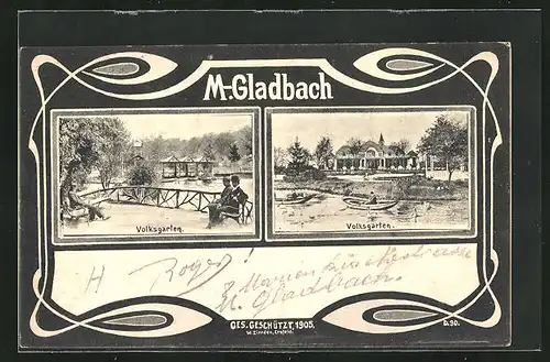 AK M.-Gladbach, Volksgarten mit Boote