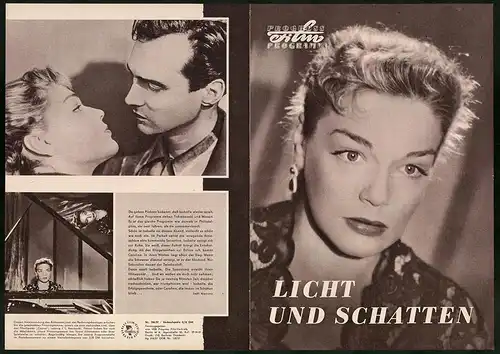 Filmprogramm PFP Nr. 106 /57, Licht und Schatten, Simone Signoret, Maria Casarès, Regie: Henri Calef