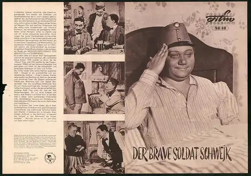 Filmprogramm PFP Nr. 95 /58, Der brave Soldat Schwejk, Rudolf Hrusinsky, M. Kopecky, Regie: Karel Stekly