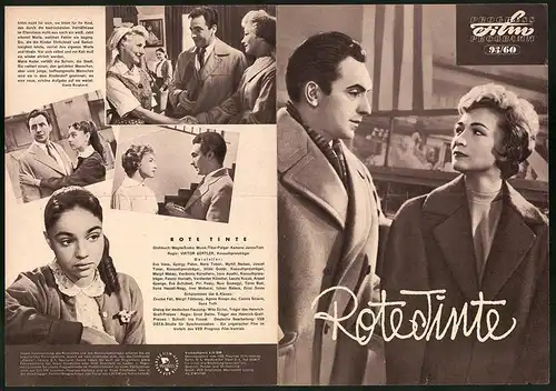 Filmprogramm PFP Nr. 93 /60, Rote Tinte, Eva Vass, György Palos, Regie: Viktor Gertler