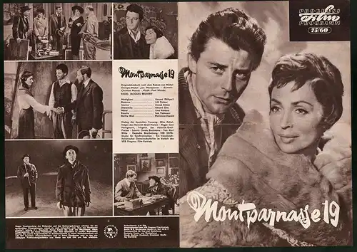 Filmprogramm PFP Nr. 75 /60, Montparnasse 19, Gérard Philipe, Lilli Palmer, Regie: Jacques Becker