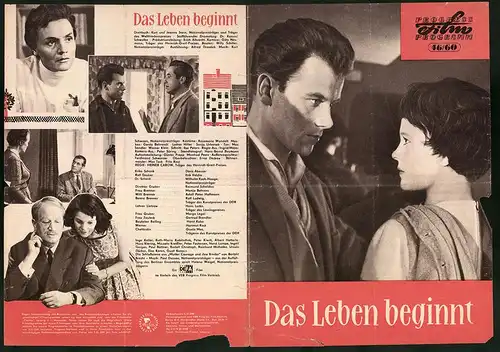 Filmprogramm PFP Nr. 46 /60, Das Leben beginnt, Doris Abesser, Erik Veldre, Regie: Heiner Carow