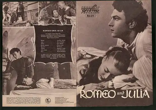 Filmprogramm PFP Nr. 92 /59, Romeo und Julia, Laurence Harvey, Susan Shentall, Regie: Renato Castellani