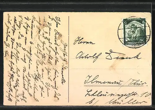 AK Zwei Maikäfer an einem Zweig mit Blüten, Pfingstgruss