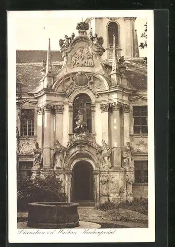 AK Dürnstein /Wachau, Blick aufs Kirchenportal