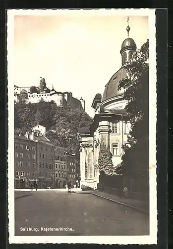 AK Salzburg, Kajetanerkirche und Festung Hohensalzburg