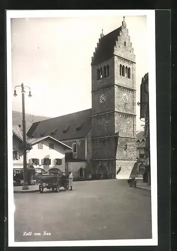 AK Zell am See, Strassenpartie an der Kirche