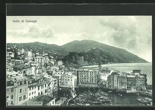 AK Camogli, Blick in die Bucht und auf Bootshafen