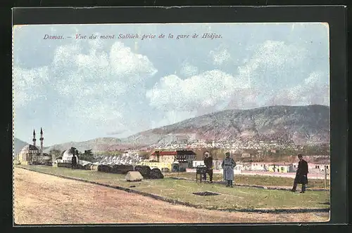 AK Damas, Vue du mont Salhieh priese de la gare de Hidjaz