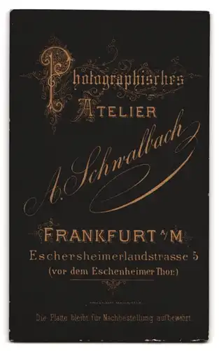 Fotografie A. Schwalbach, Frankfurt a. M., Eschersheimerlandstrasse 5, Frau in tailliertem Kleid