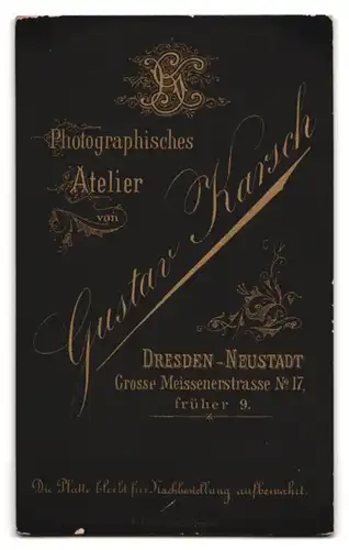 Fotografie Gustav Karsch, Dresden, Grosse Meissenerstrasse 17, junger Mann im Portrait