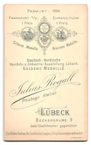 Fotografie Julius Rogall, Lübeck, Beckergrube 9, Fräulein mit riesen Puffärmeln und Dutt