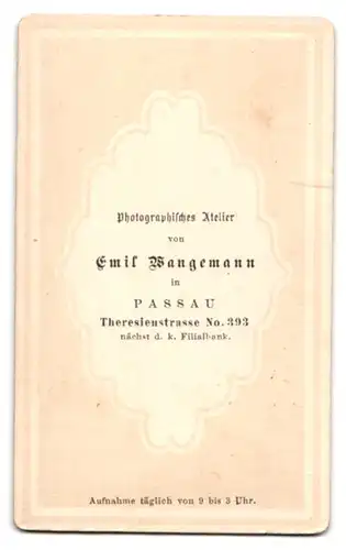 Fotografie Emil Bangemann, Passau, Theresienstr. 393, Portrait rundlicher Mann im Anzug mit Fliege und Brille