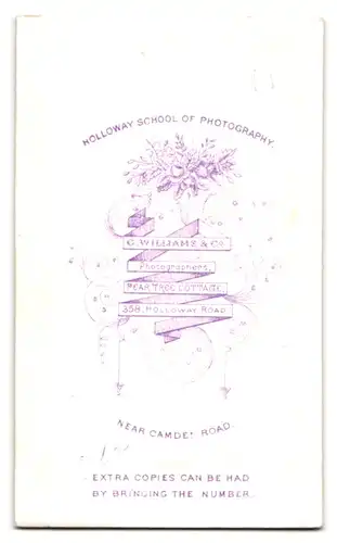 Fotografie C. Williams & Co., Holloway, 358 Holloway Road, englische Lady im Biedermeierkleid