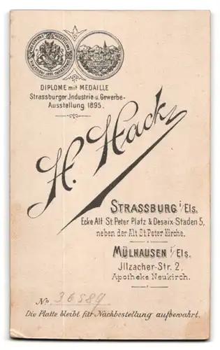 Fotografie H. Hack, Strassburg, Desaix-Staden 5, Dame in gemustertem Gewand