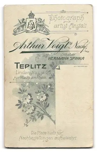Fotografie A. Voigt`s Nachf., Teplitz, Lindenstr. 25, Portrait Dame im seidenen Kleid mit Spitzenkragen