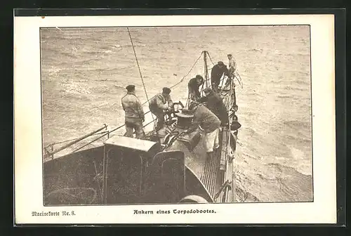 AK Matrosen beim Ankern eines Torpedobootes