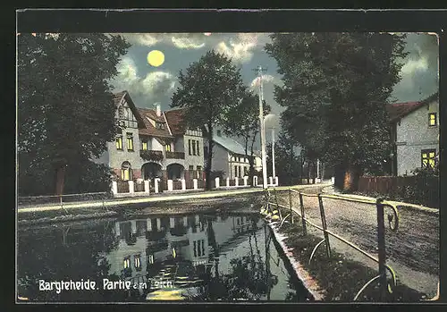 AK Bargteheide, Partie am Teich bei Nacht