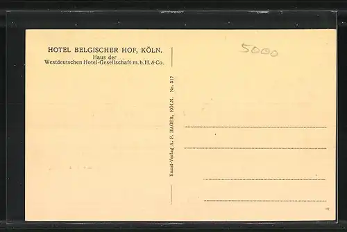 AK Köln a. Rhein, Hotel Belgischer Hof, Bierstall