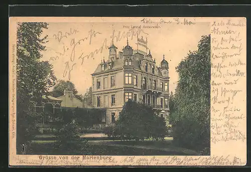 AK Köln-Marienthal, Blick auf das Hotel Marienburg umgeben von Bäumen