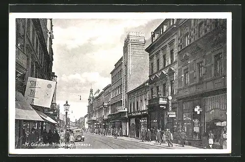 AK Mönchengladbach, Hindenburgstrasse, Passanten