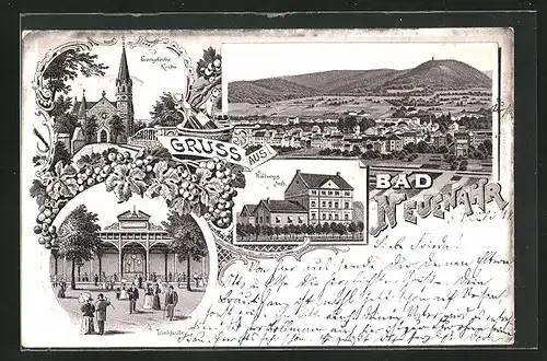 Lithographie Bad Neuenahr, Walburgis-Stift, Trinkhalle