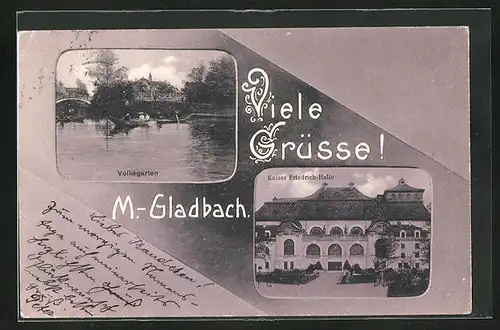 AK M.-Gladbach, Kaiser Friedrich-Halle, Volksgarten