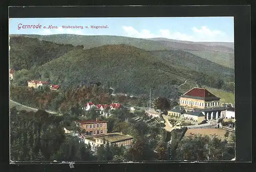 AK Gernrode a. H., Blick auf Stubenberg über das Hagental