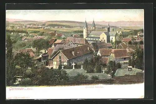 AK Gernrode a. H., Blick auf die Cyriaki Kirche