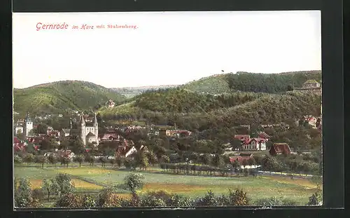 AK Gernrode a. H., Blick auf den Ort mit Stubenberg