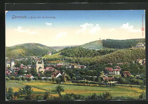 AK Gernrode a. H., Blick auf den Ort mit Stubenberg