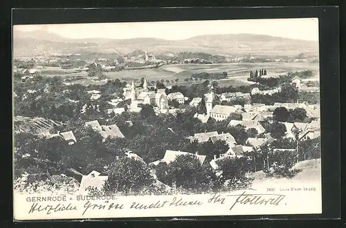 AK Gernrode a. H., Blick über Gernrode nach Suderode