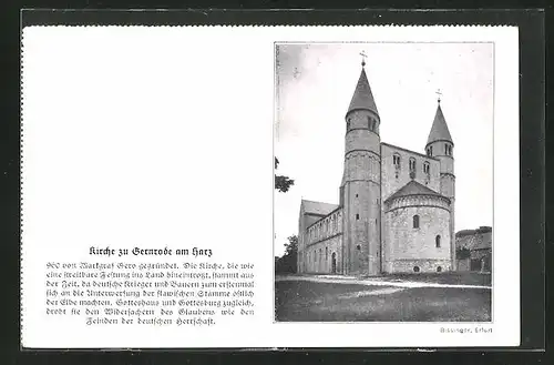 AK Gernrode a. H., Fotografie der Kirche mit Informationstext