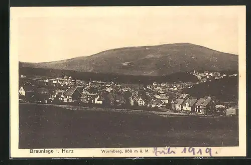 AK Braunlage i. H., Blick über den Ort auf den Wurmberg