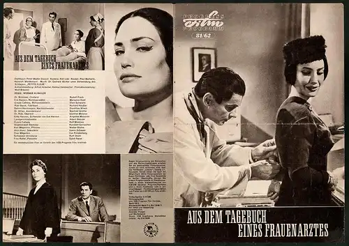 Filmprogramm PFP Nr. 81 /62, Aus dem Tagebuch eines Frauenarztes, Rudolf Prack, Marianne Hold, Regie: Werner Klingler