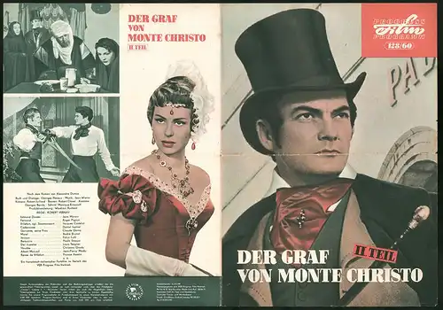 Filmprogramm PFP Nr. 128 /60, Der Graf von Monte Christo - II. Teil, Jean Marais, Roger Pigaut, Regie: Robert Vernay