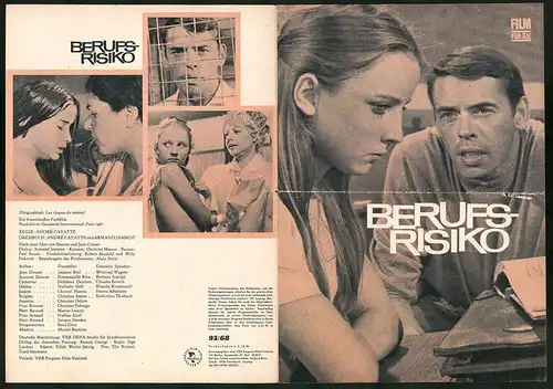Filmprogramm Film für Sie Nr. 93 /68, Berufsrisiko, Jacques Brel, Emmanuelle Riva, Regie: André Cayatte